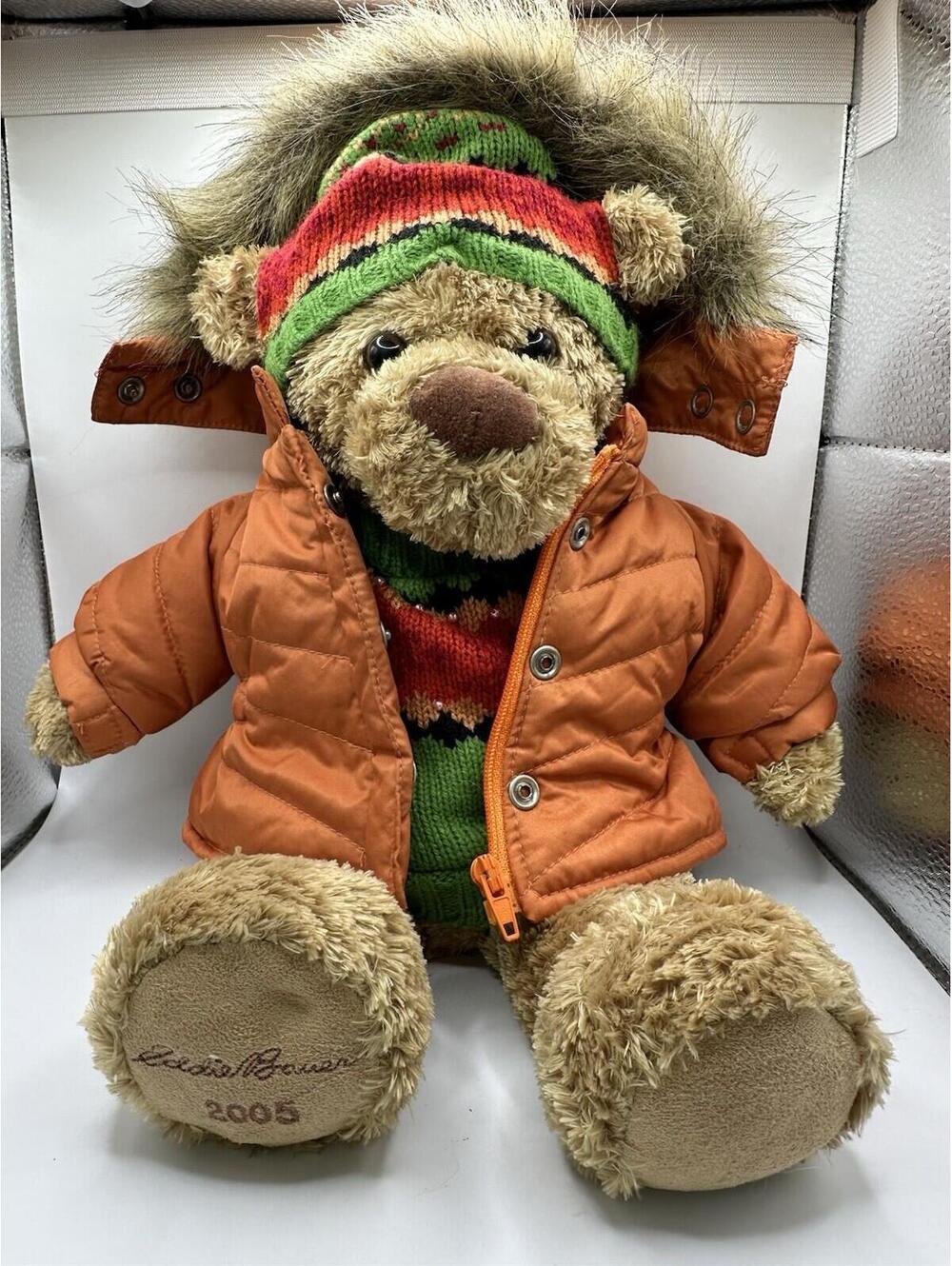Collectible Eddie Bauer Teddy Bear Plush Down  Jacket 13” keepsake holiday 2005